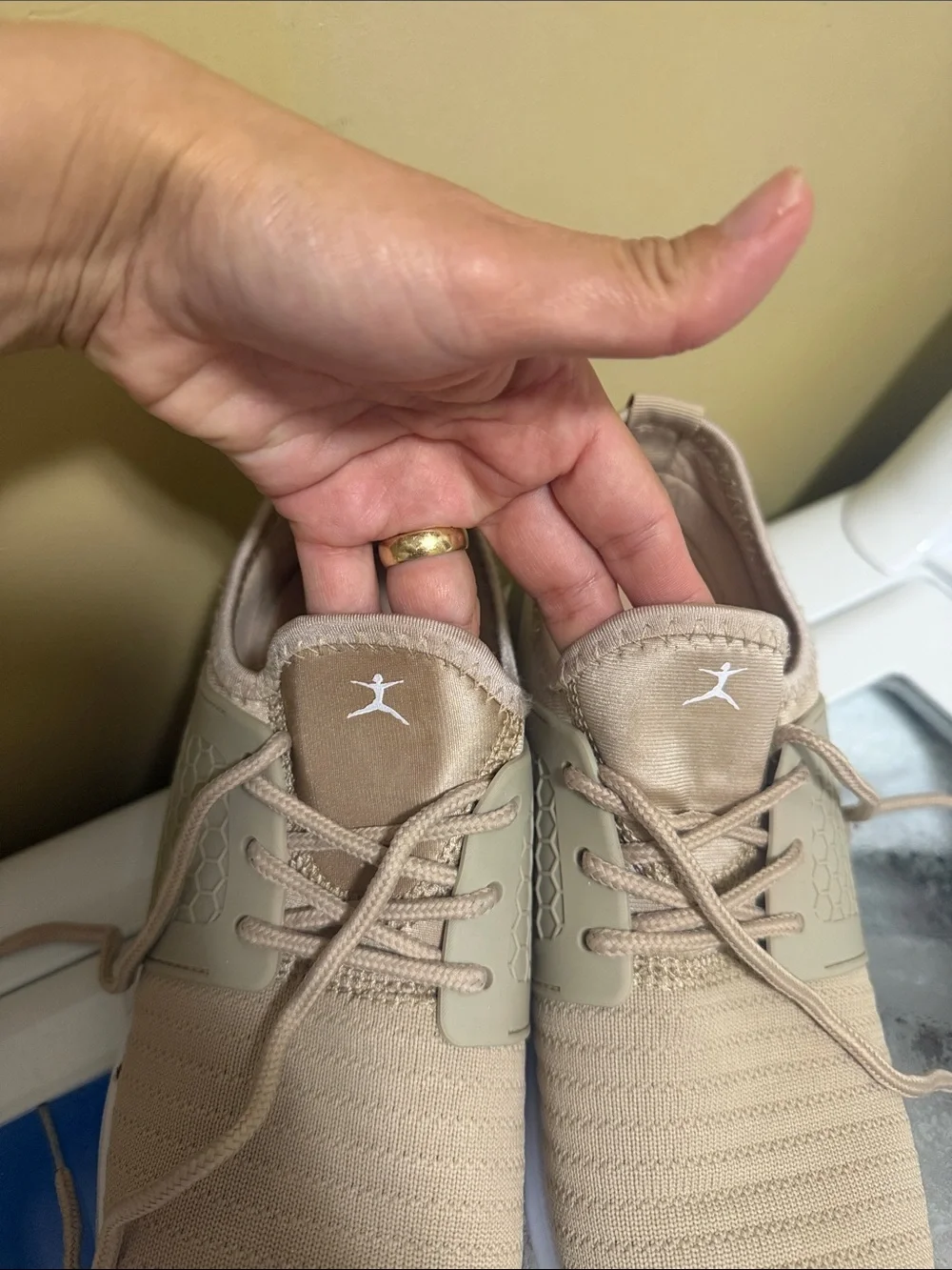 Jordan Men's Knit Sneakers in Beige